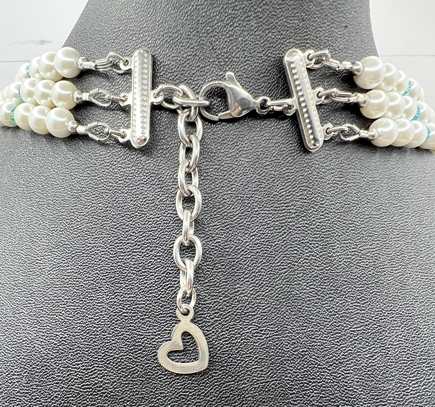 Amazonite and pearl 3-strand necklace